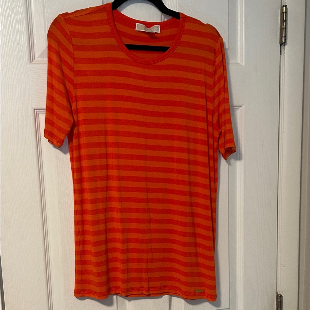 Michael Kors Red and Orange Striped Tee
